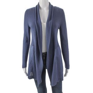Jennifer Tyler Womens Cardigan Sweater Blue V Neck Longsleeve 55% Cotton Size S